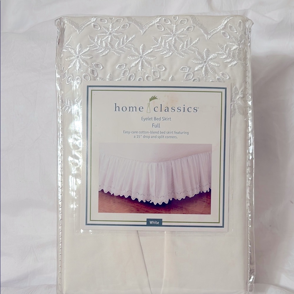 Home Classics White Eyelet Bed Skirt